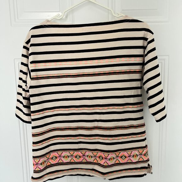 J.CREW Stripe Embroidery Short Sleeve Top - Picture 4 of 4